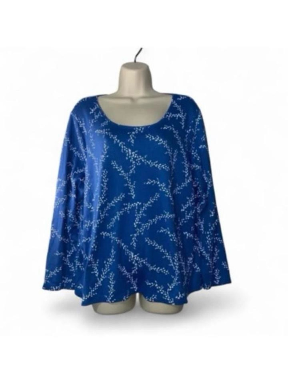 Style & Co. Royal Blue Printed Scoop Neck Blouse